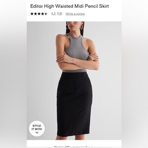 Editor Express High Waist Midi Skirt NWT Black size 4
